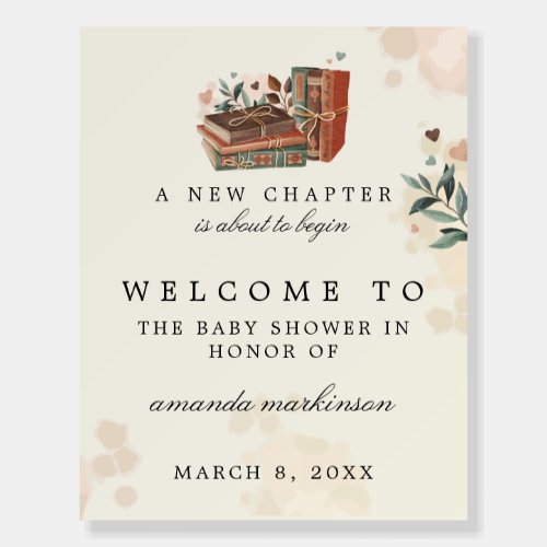 A New Chapter Is About Begins Baby Shower Welcome Foam Board