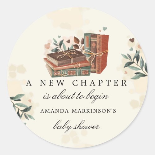 A New Chapter Is About to Begin Baby Shower Classic Round Sticker