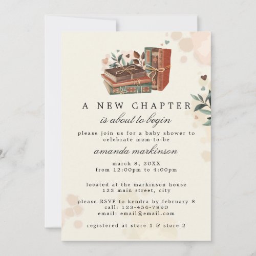 A New Chapter Is About to Begin Baby Shower Invitation