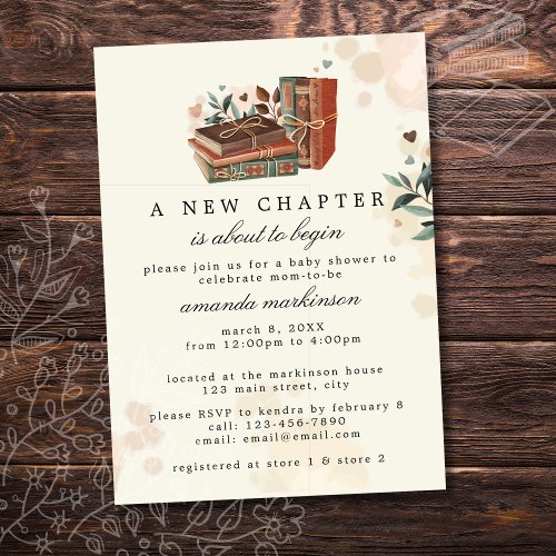 A New Chapter Is About to Begin Baby Shower Magnetic Invitation