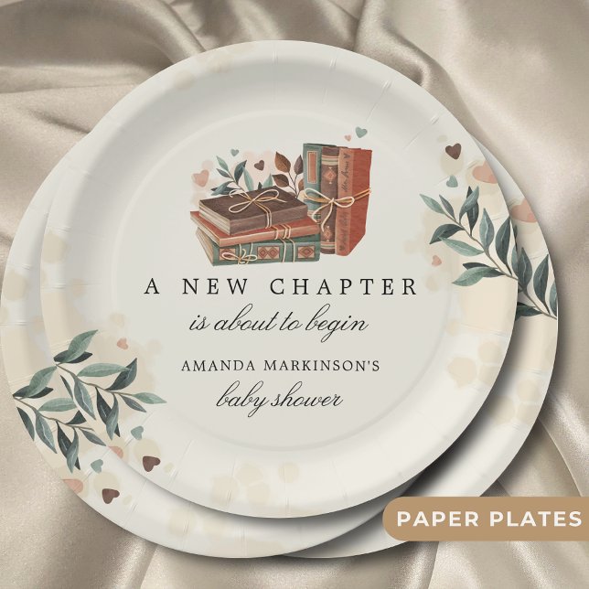A New Chapter Is About to Begin Baby Shower Paper Plates (Creator Uploaded)