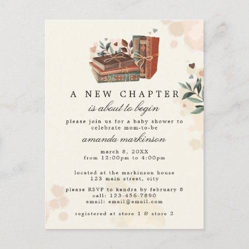 A New Chapter Is About to Begin Baby Shower Postcard