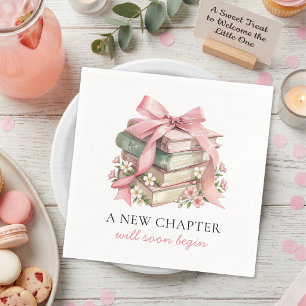 A New Chapter Pink Bow Books Baby Shower Napkins