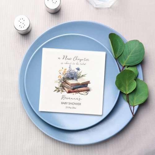 A new chapter story book baby shower printed napkins