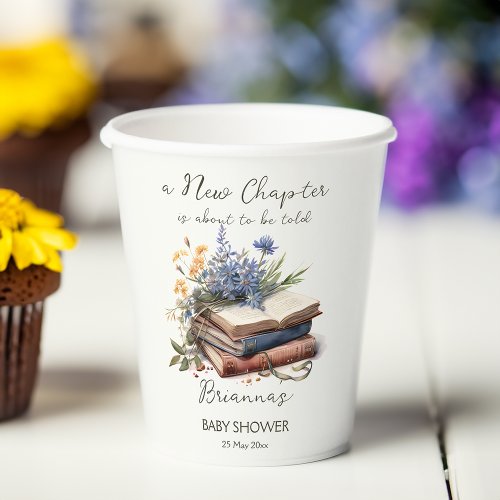 A new chapter story book baby shower printed paper cups