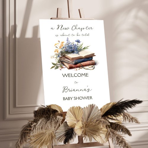 A new chapter story book baby shower welcome foam board