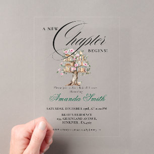 A New Chapter Story Book Bridal Shower Acrylic Invitations