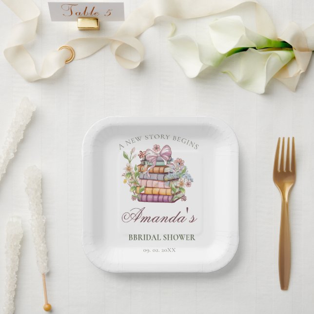 A New Chapter Story Book Bridal Shower Paper Plates (Wedding)
