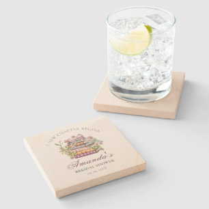 A New Chapter Story Book Bridal Shower Stone Coaster