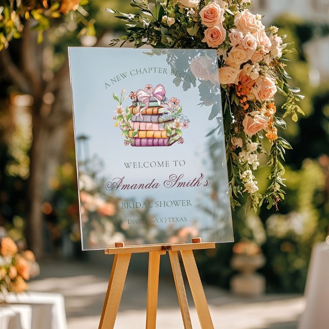 A New Chapter Story Book Bridal Shower Welcome Sig Acrylic Sign (Creator Uploaded)