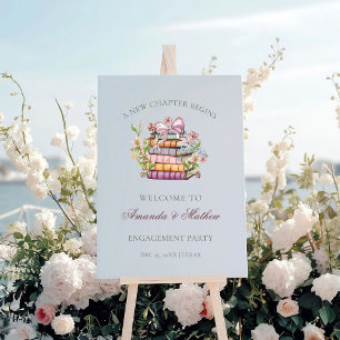 A New Chapter Story Book Engagement Welcome Sign