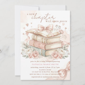 A new Chapter Story book Girl Baby Shower Invitation