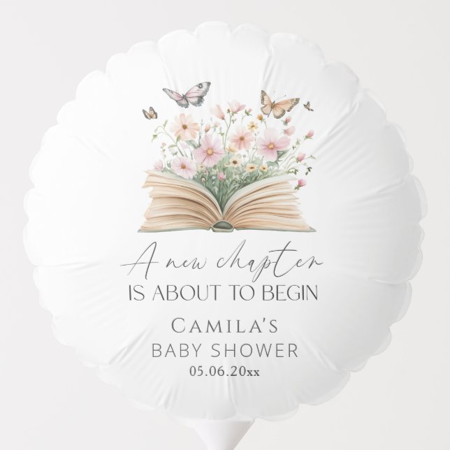 A New Chapter Storybook Baby Shower  Balloon (Back)