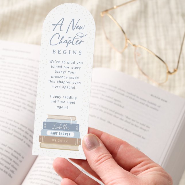 A New Chapter Storybook Baby Shower Bookmark Favor (Hand)