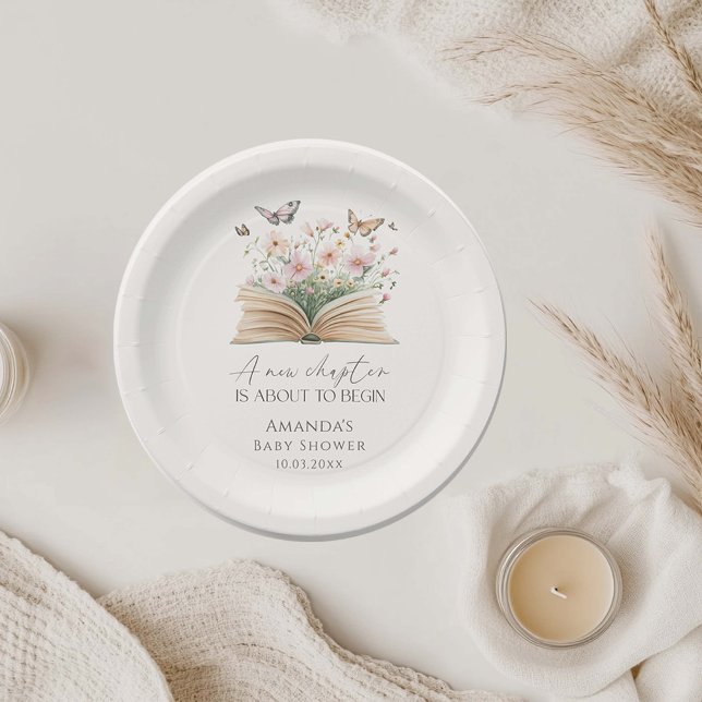 A New Chapter Storybook Baby Shower Paper Plates (Creator Uploaded)