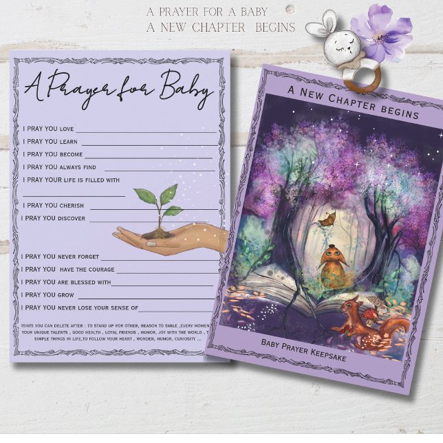 A New Chapter Storybook Forest  Baby Prayer Card (A New Chapter Storybook Forest Baby Prayer Card)