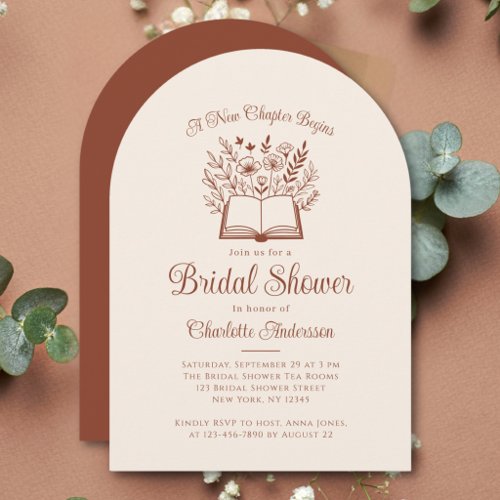 A New Chapter Terracotta Wildflowers Bridal Shower Invitation