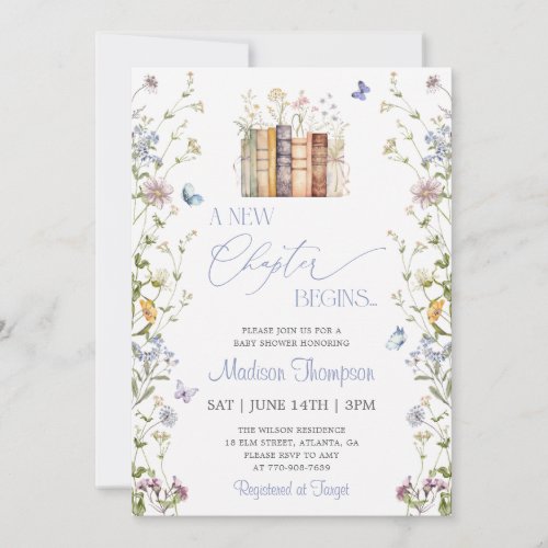 A New Chapter Wildflower Storybook Baby Shower Invitation