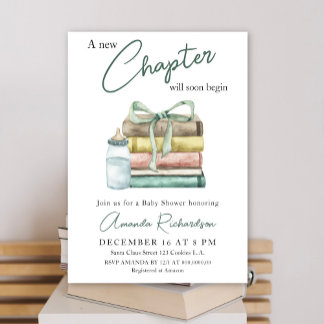 A new Chapter will soon begin Baby Shower Invitation