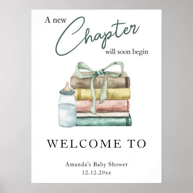A new Chapter will soon begin baby shower Poster (Front)
