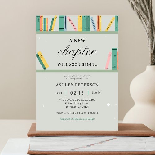 A New Chapter Will Soon Begin Book Baby Shower Invitation