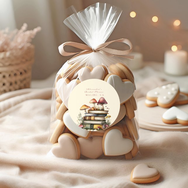 A New Chapter Woodland Mushroom Books Classic Round Sticker (Creator Uploaded)