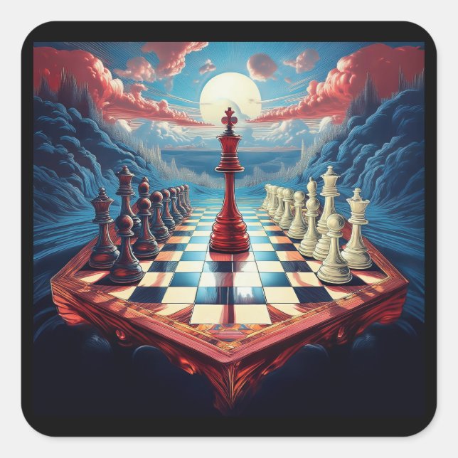 A New Concept On The Game Of Chess Square Sticker (Front)