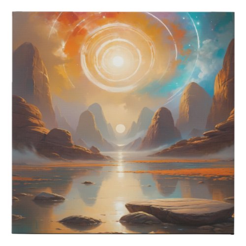 A New Dawn Abstract Zen Scene Faux Canvas Print