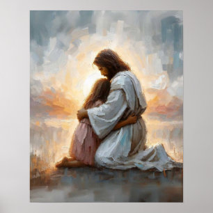 A New Day, Christian Art, Jesus with Girl, Jesus Poster