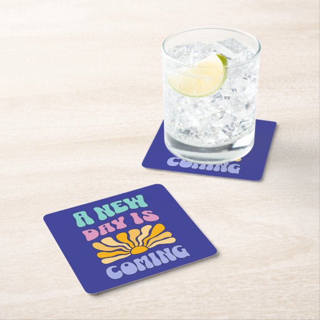 A New Day is Coming Square Paper Coaster (Insitu)