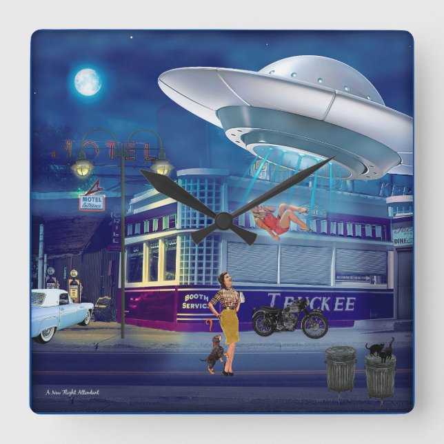 A New Flight Attendant Square Wall Clock (Front)