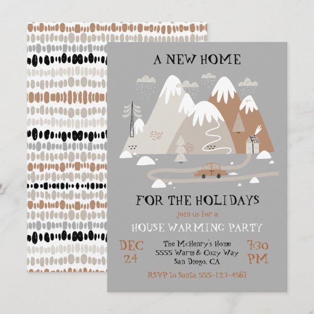 A new home for the holidays house warming party invitation (Front/Back)