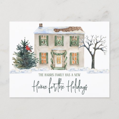 A New Home for the Holidays Moving Annoucement Pos Postcard