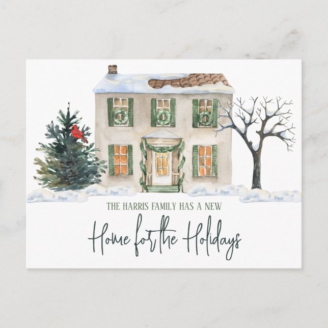 A New Home for the Holidays Moving Annoucement Pos Postcard (Front)