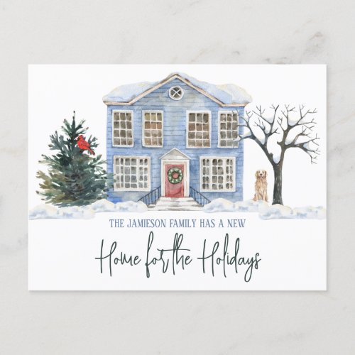 A New Home for the Holidays Moving Annoucement Postcard