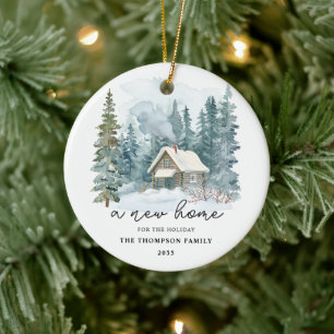 A New Home Winter Handwriting Calligraphy Moving Ceramic Ornament