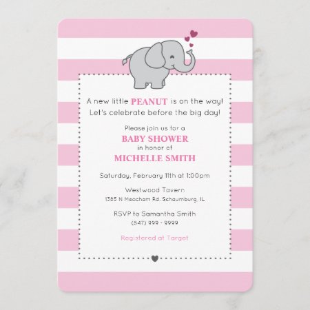 A New Little Peanut Is On The Way! - Girl Invitation