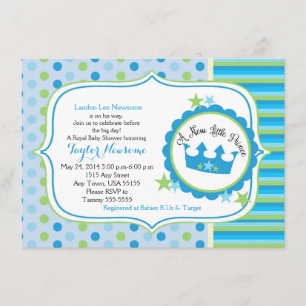 A new little prince baby boy shower invitation
