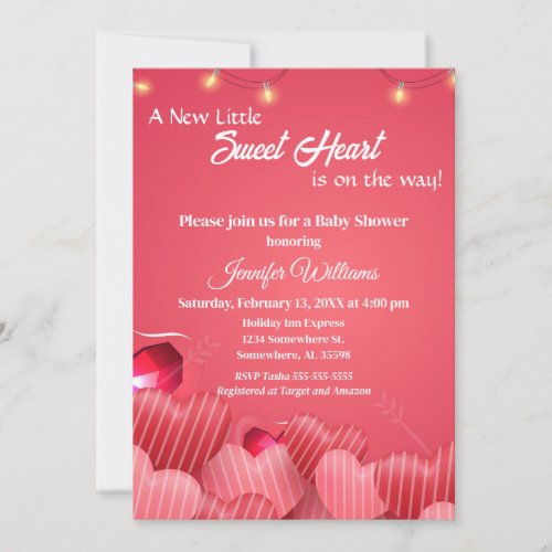 A New Little Sweet Heart Valentine Baby Shower Invitation