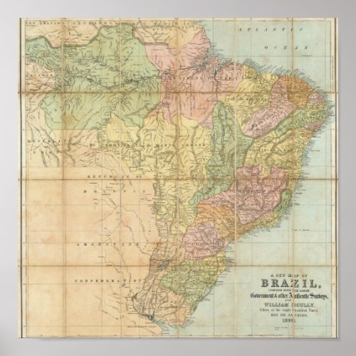 A new map of Brazil Poster