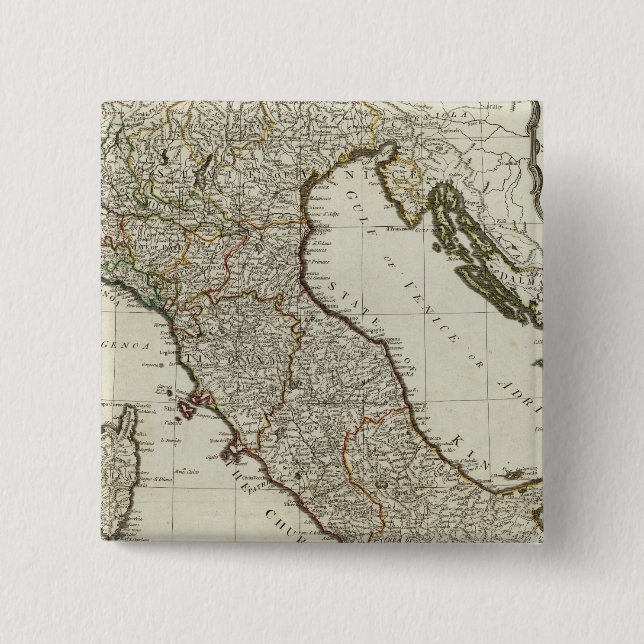 A new map of Italy with the islands of Sicily Pinback Button (Front)