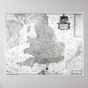 A New Map of the Kingdom of England Poster