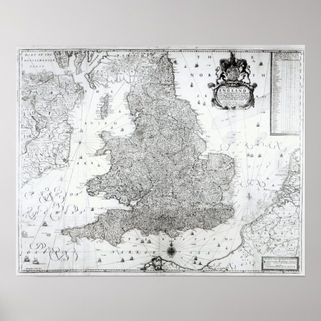 A New Map of the Kingdom of England Poster (Front)