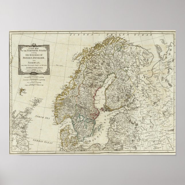 A new map of the Northern States Poster (Front)