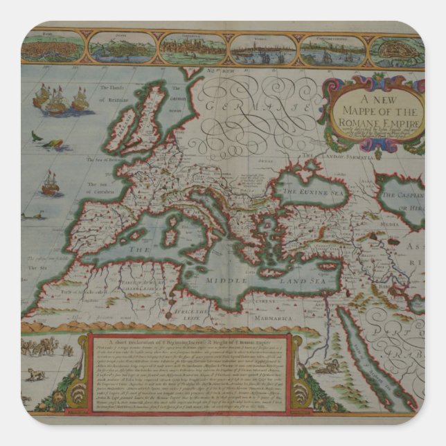 A New Map of the Roman Empire Square Sticker (Front)