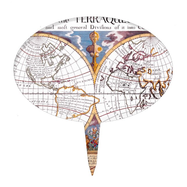 A New Map Of The Terraqueous Globe Cake Pic Topper (Front)