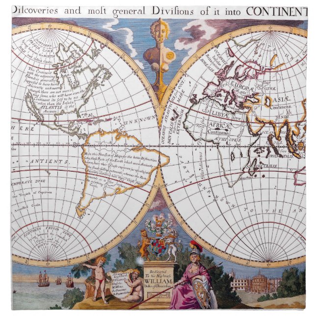 A New Map Of The Terraqueous Globe Cloth Napkin (Front)