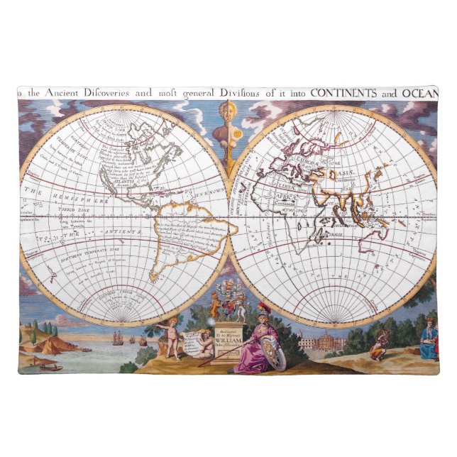 A New Map Of The Terraqueous Globe Cloth Placemat (Front)