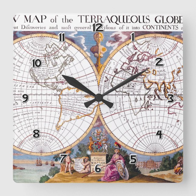 A New Map Of The Terraqueous Globe Wall Clock (Front)
