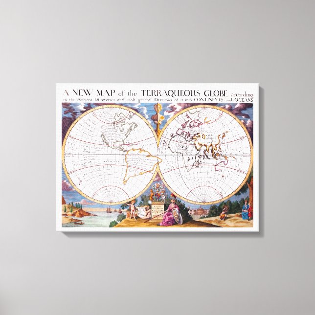 A New Map Of The Terraqueous Globe Wrapped Canvas (Front)